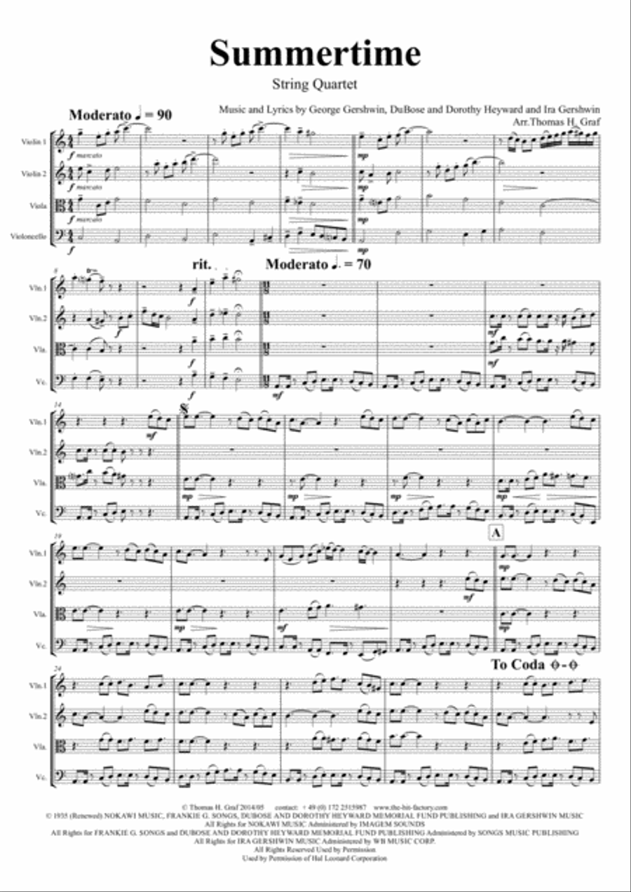 Summertime String Quartet scores gallery preview page 2