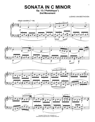 Book cover for Piano Sonata No. 8 "Pathetique," Second Movement