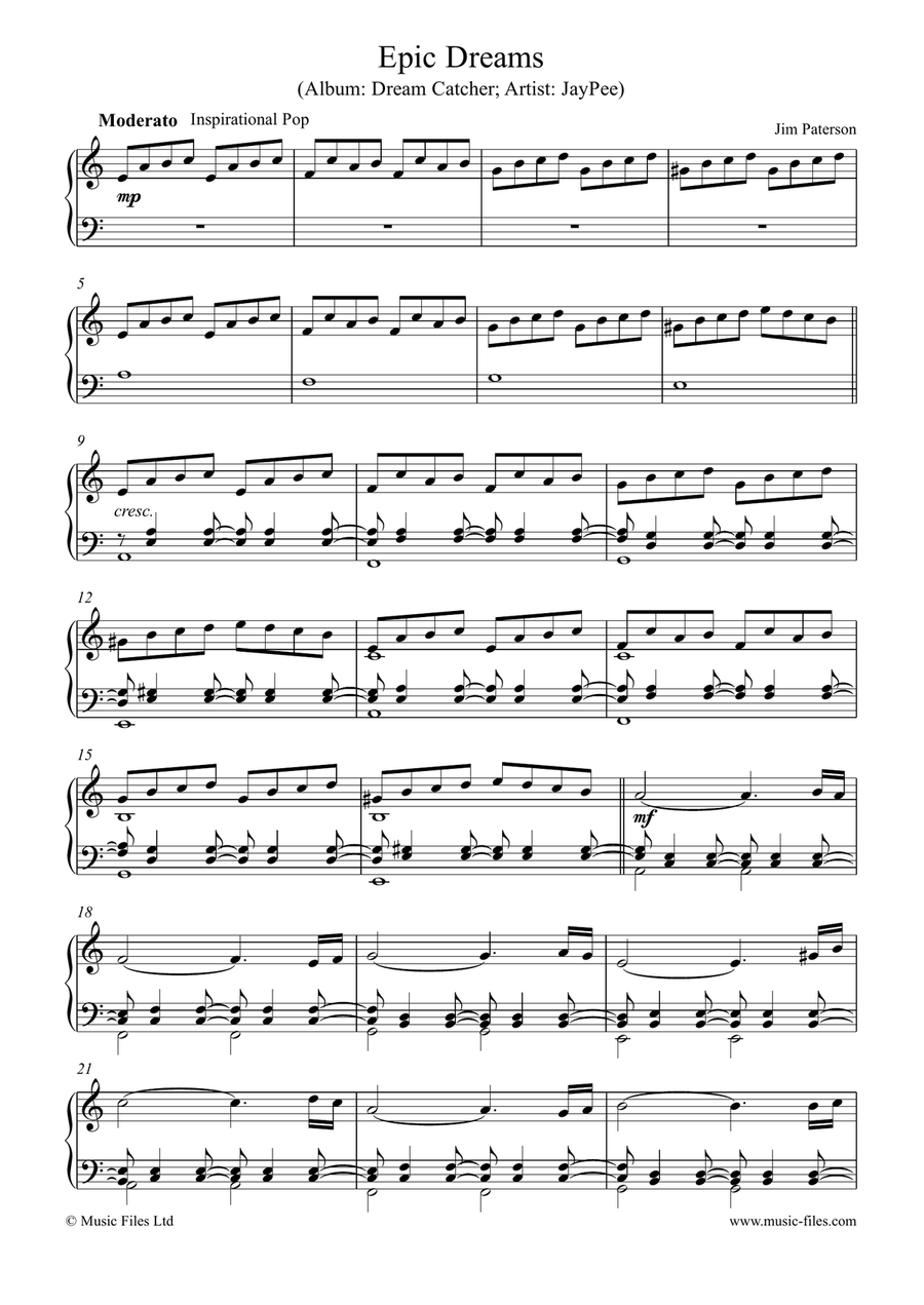 Epic Dreams - Piano Solo Piano Solo scores gallery preview page 1