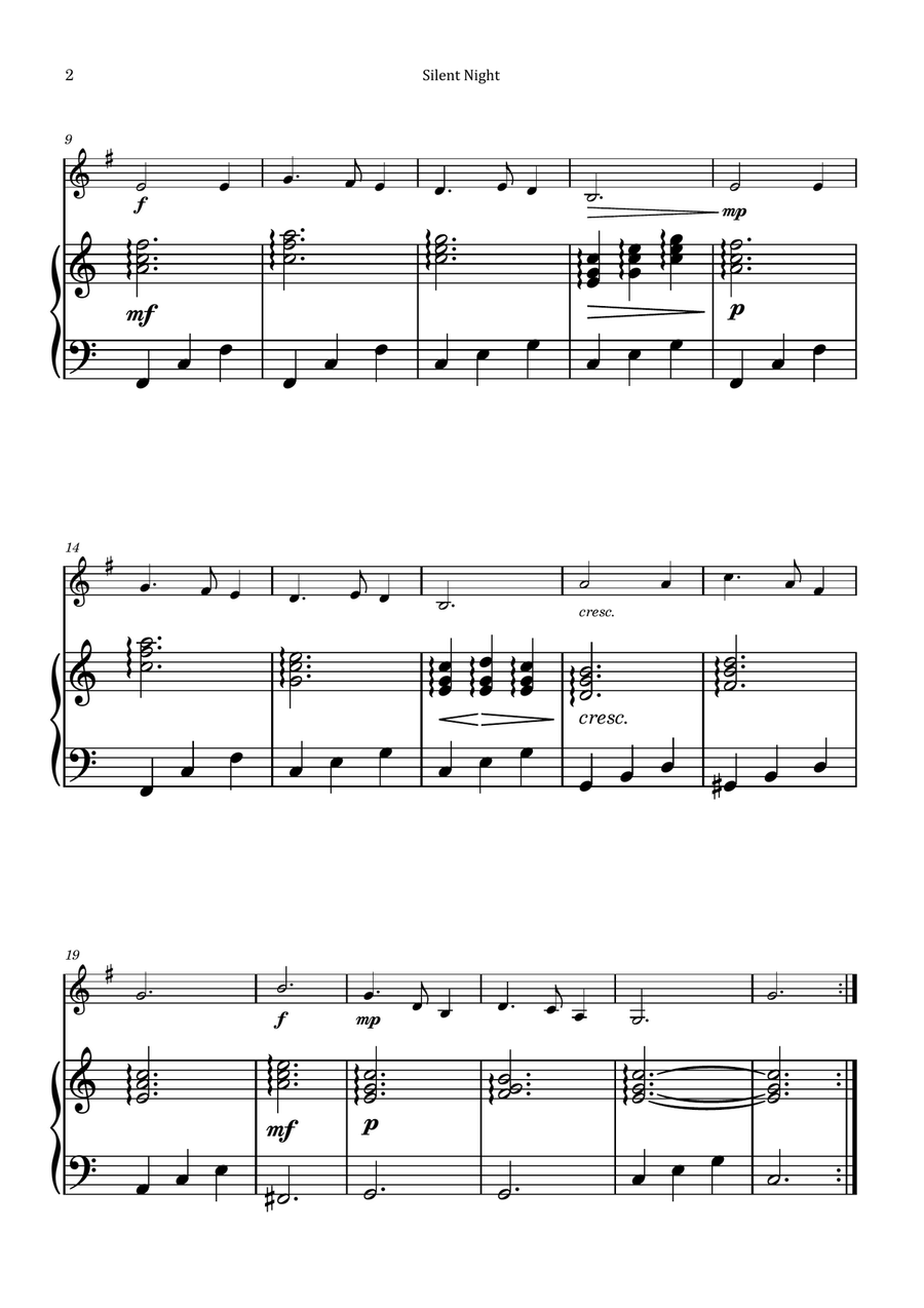 Silent Night Piano scores gallery preview page 2