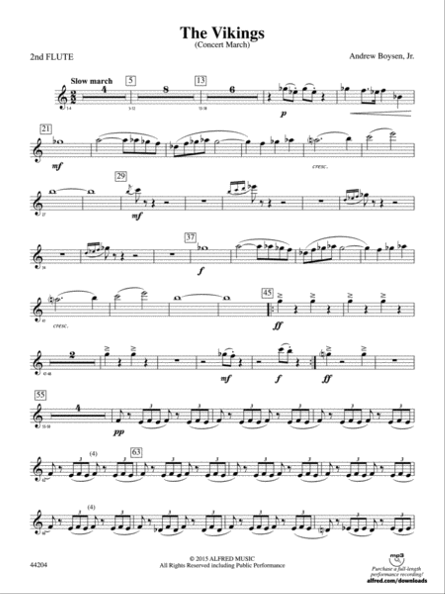 The Vikings: 2nd Flute Concert Band scores gallery preview page 1