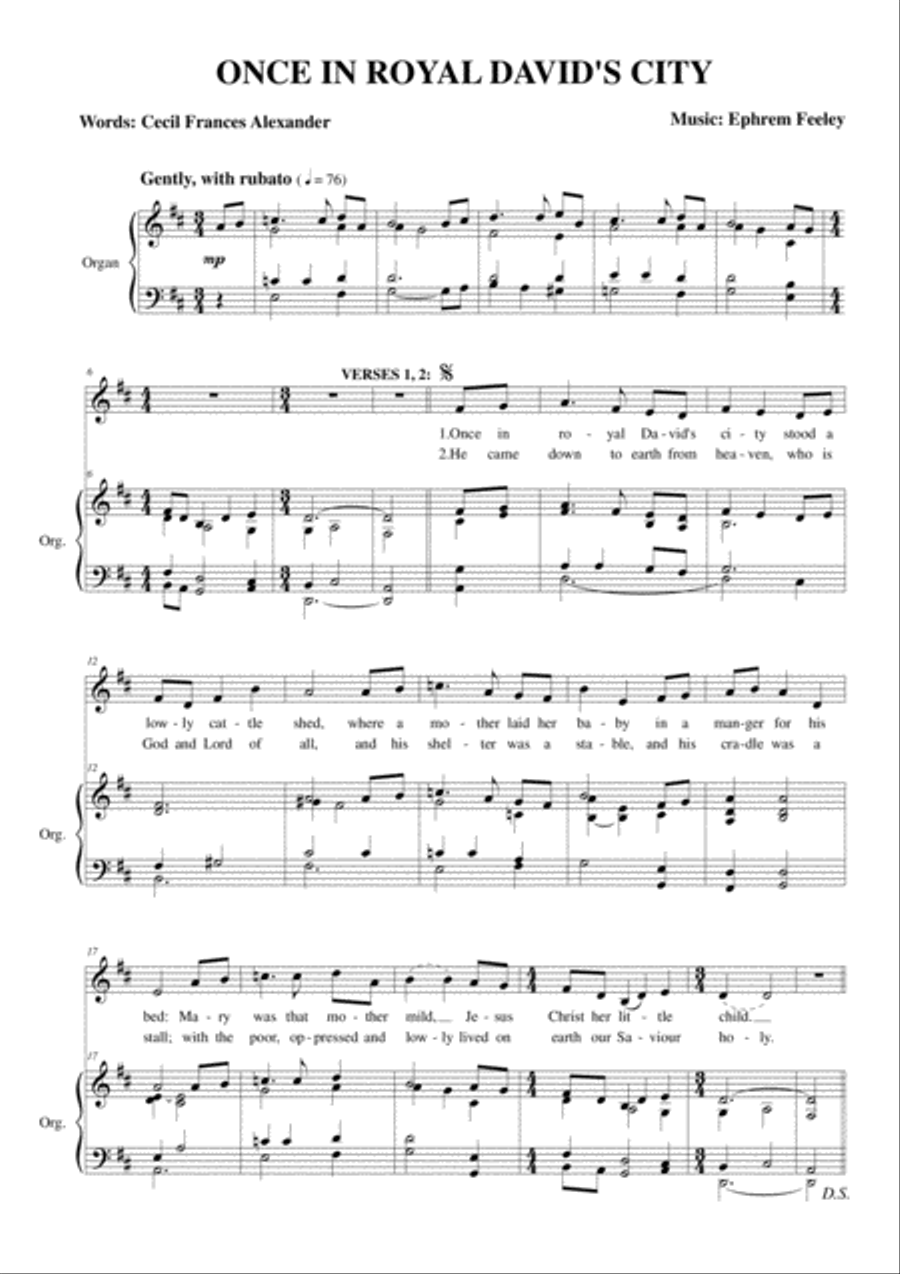 Once in Royal David's City 4-Part scores gallery preview page 2