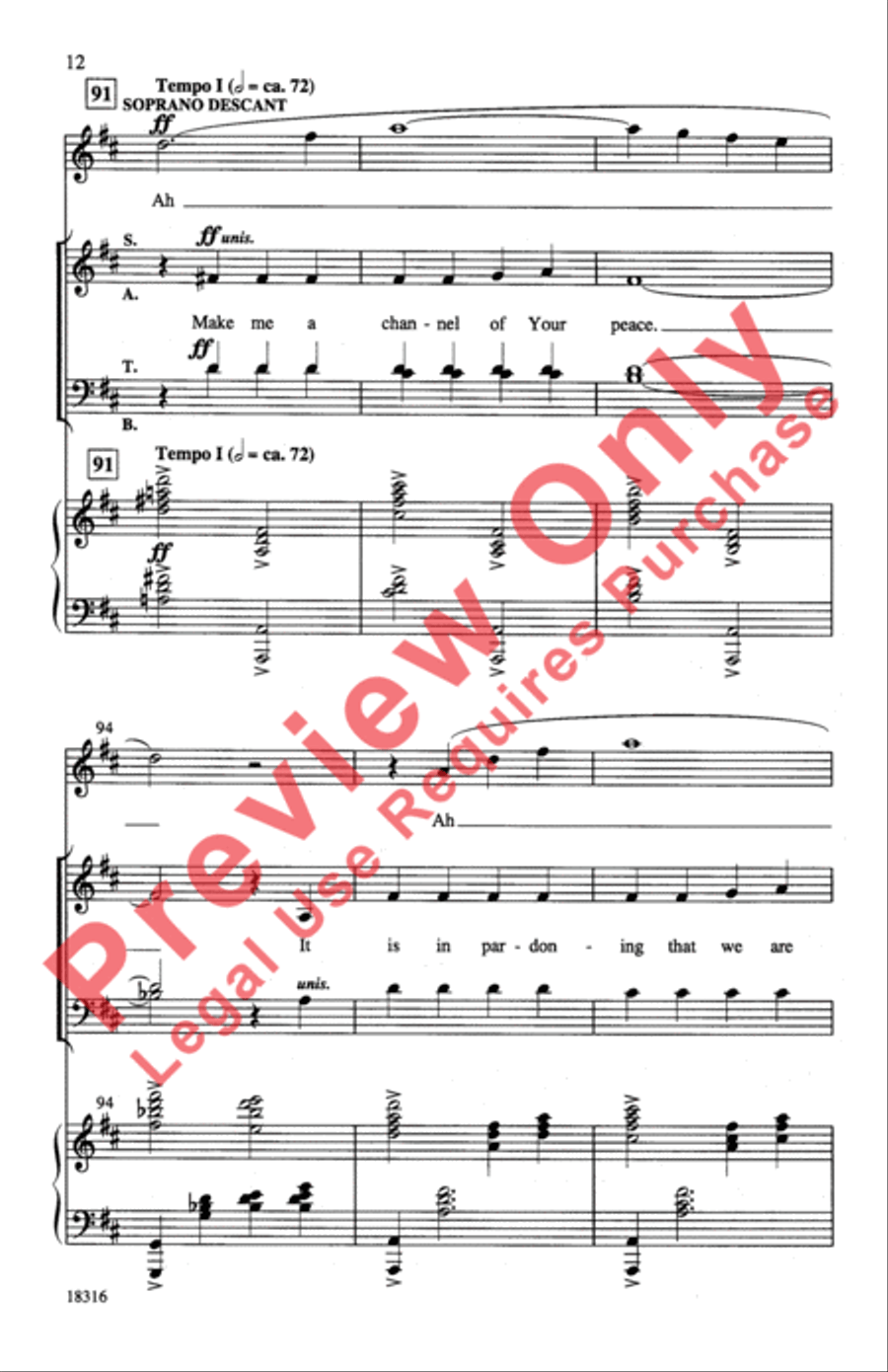 Make Me a Channel of Your Peace 4-Part scores gallery preview page 12