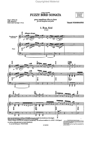 Fuzzy Bird Sonata by Takashi Yoshimatsu Saxophone - Sheet Music