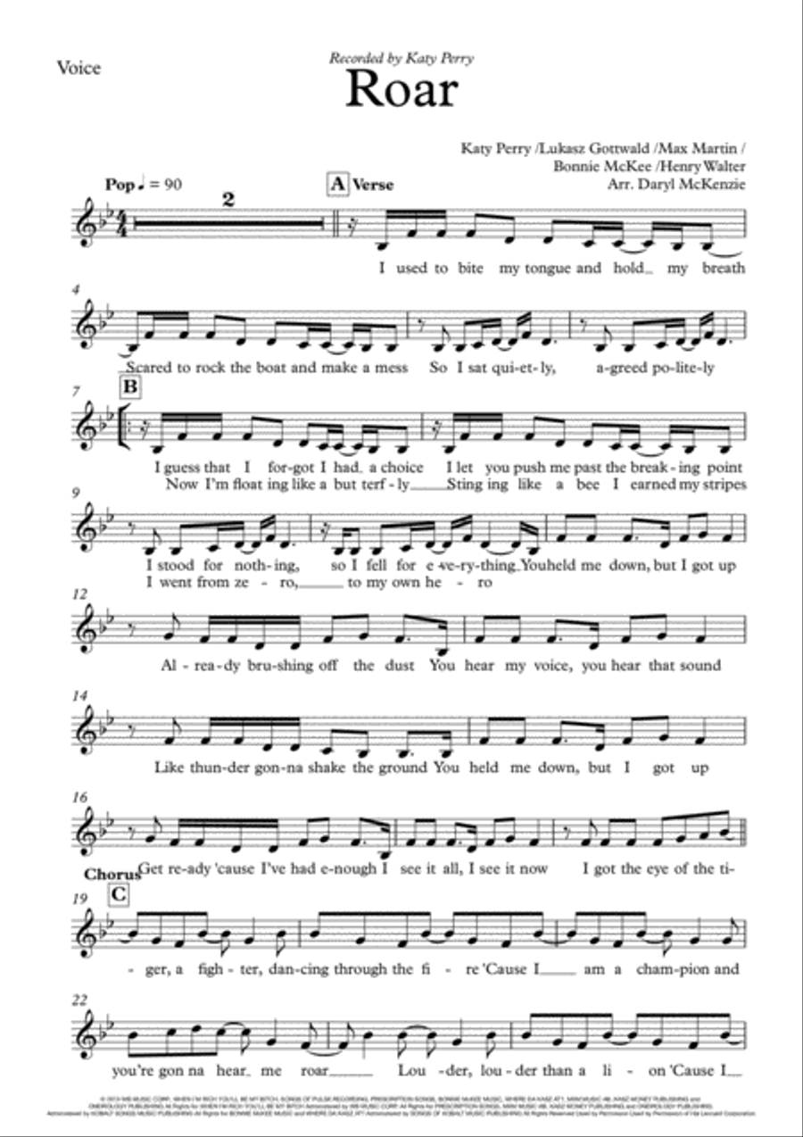 Roar Roar Tenor Saxophone scores gallery preview page 5