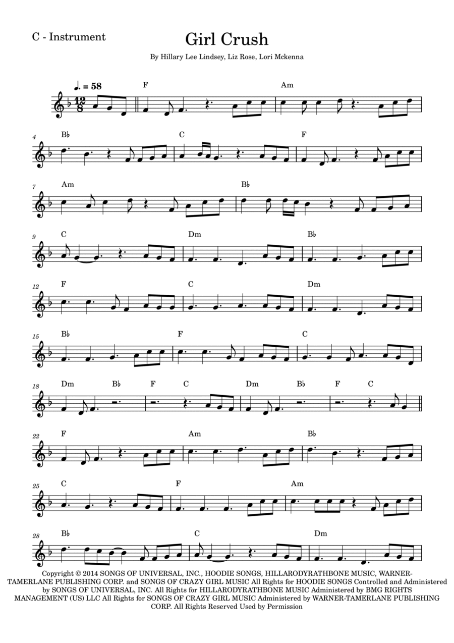 Girl Crush Flute Solo scores gallery preview page 1