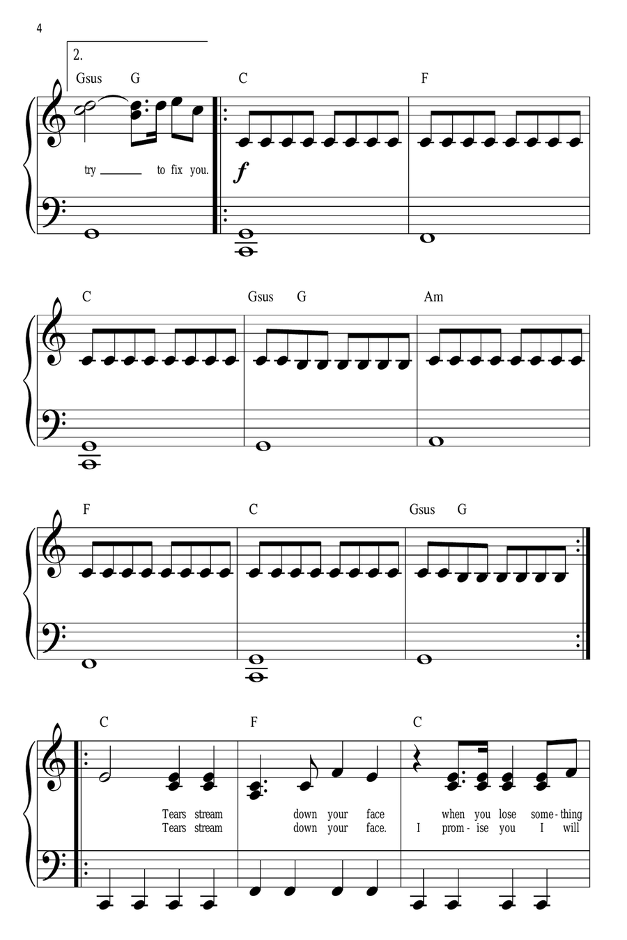 Fix You Easy Piano scores gallery preview page 4