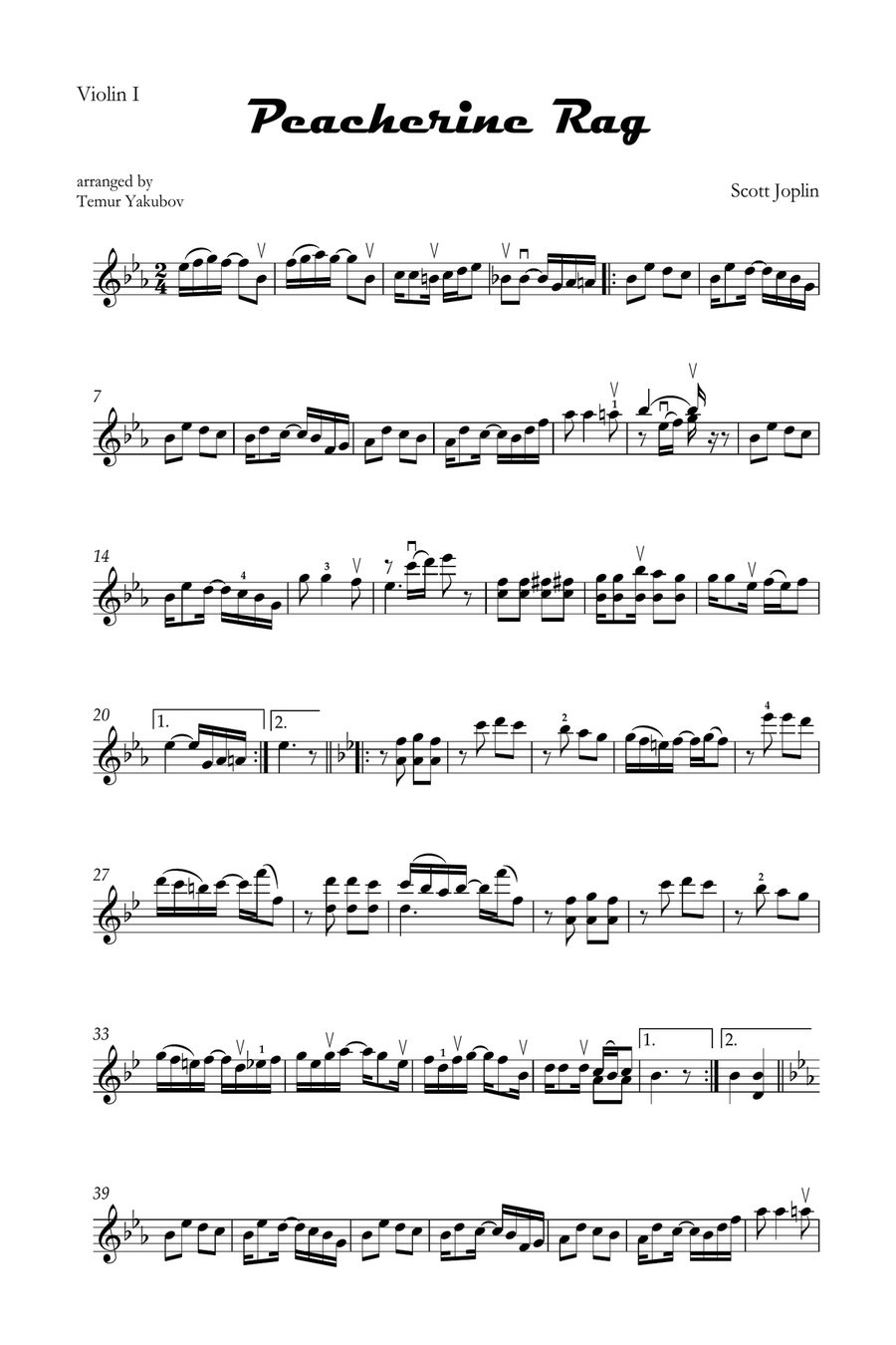 Peacherine Rag String Quartet scores gallery preview page 6