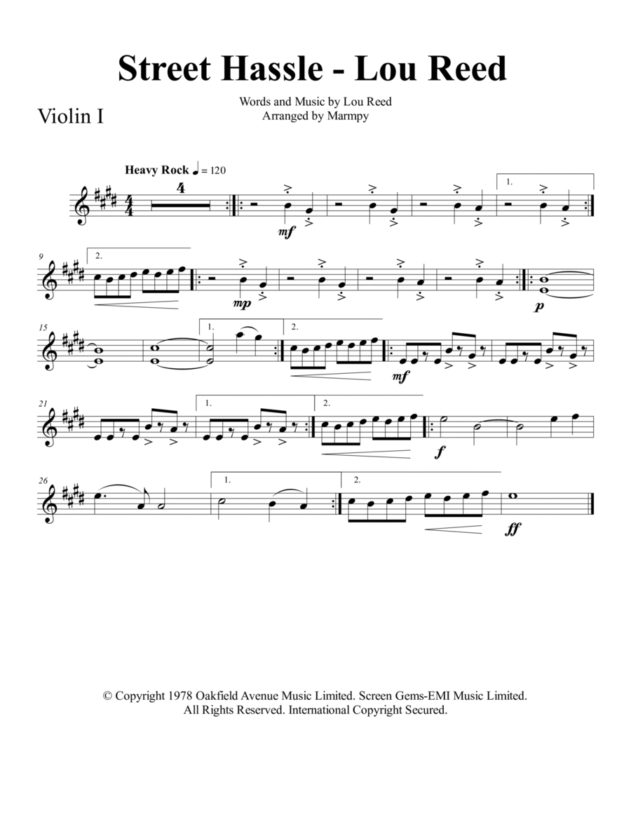 Street Hassle String Quartet scores gallery preview page 1