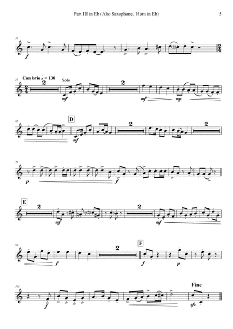 German Spring Song Collection - 5 Concert Pieces - Multiplay - Part 3 in Eb Alto Saxophone scores gallery preview page 5