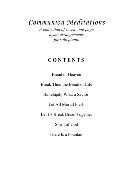 Communion Meditations (A Collection of One-page Hymns for Solo Piano) image number null