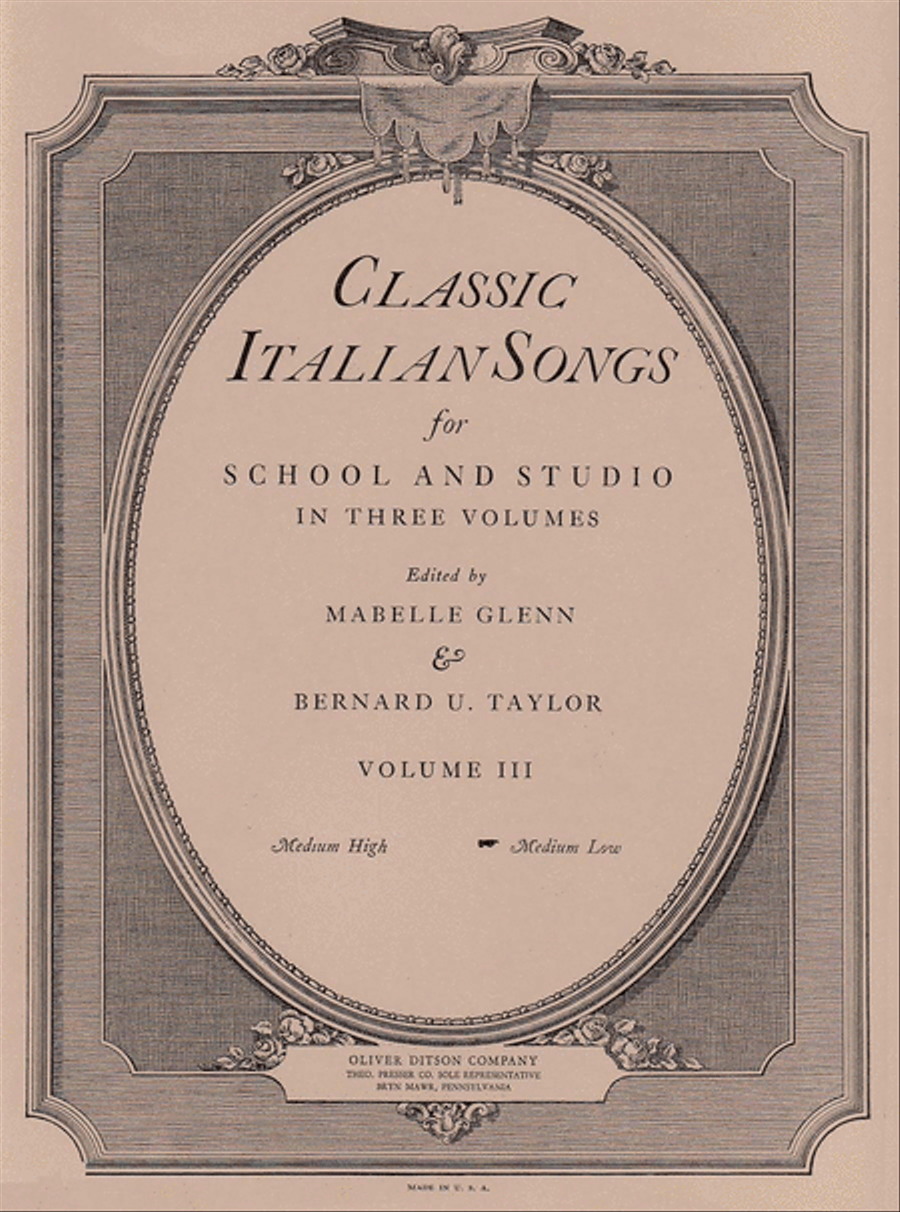 Classic Italian Songs For School And Studio Chamber Music scores gallery preview page 1