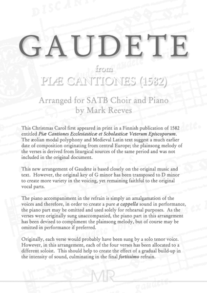 Gaudete for SATB choir