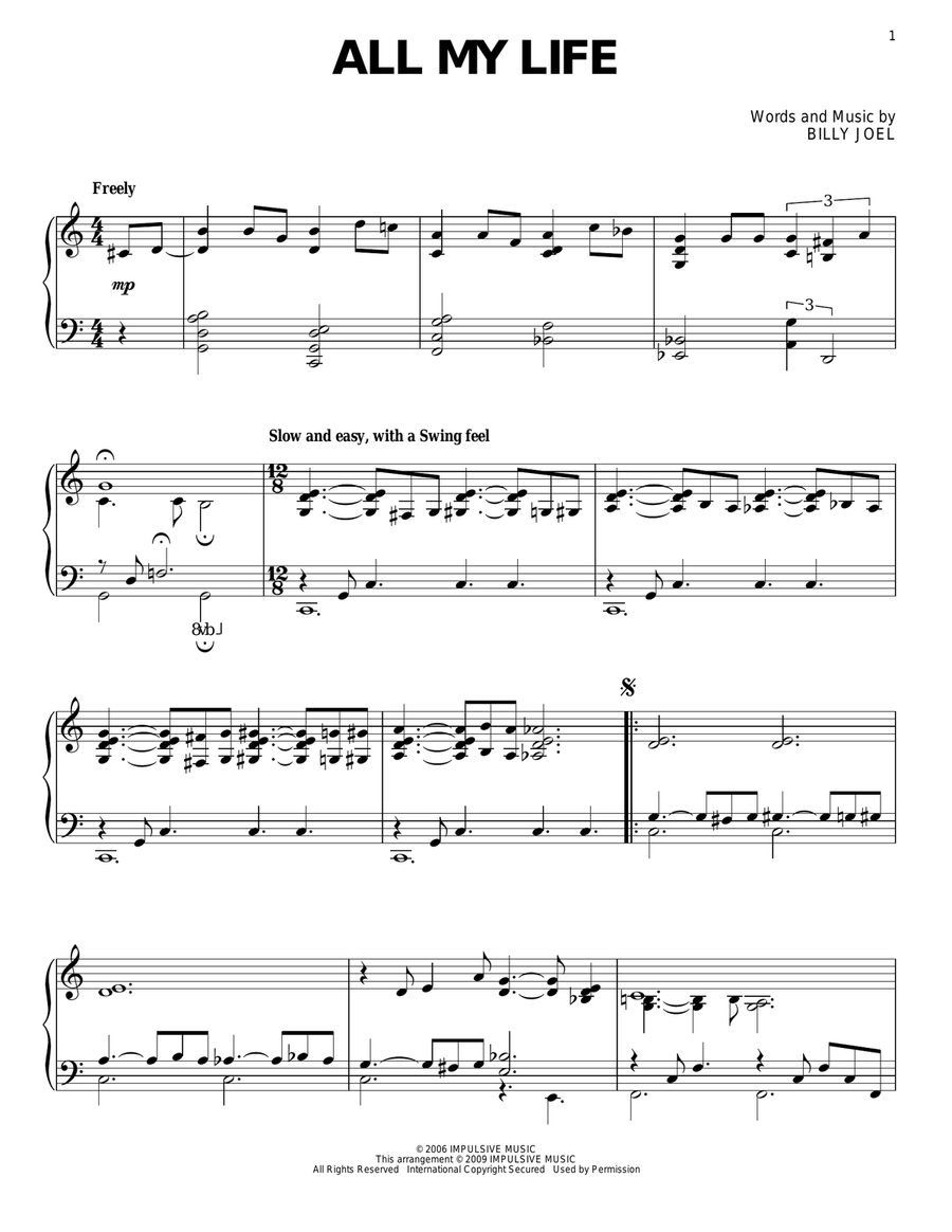 All My Life All My Life Piano Solo scores gallery preview page 1