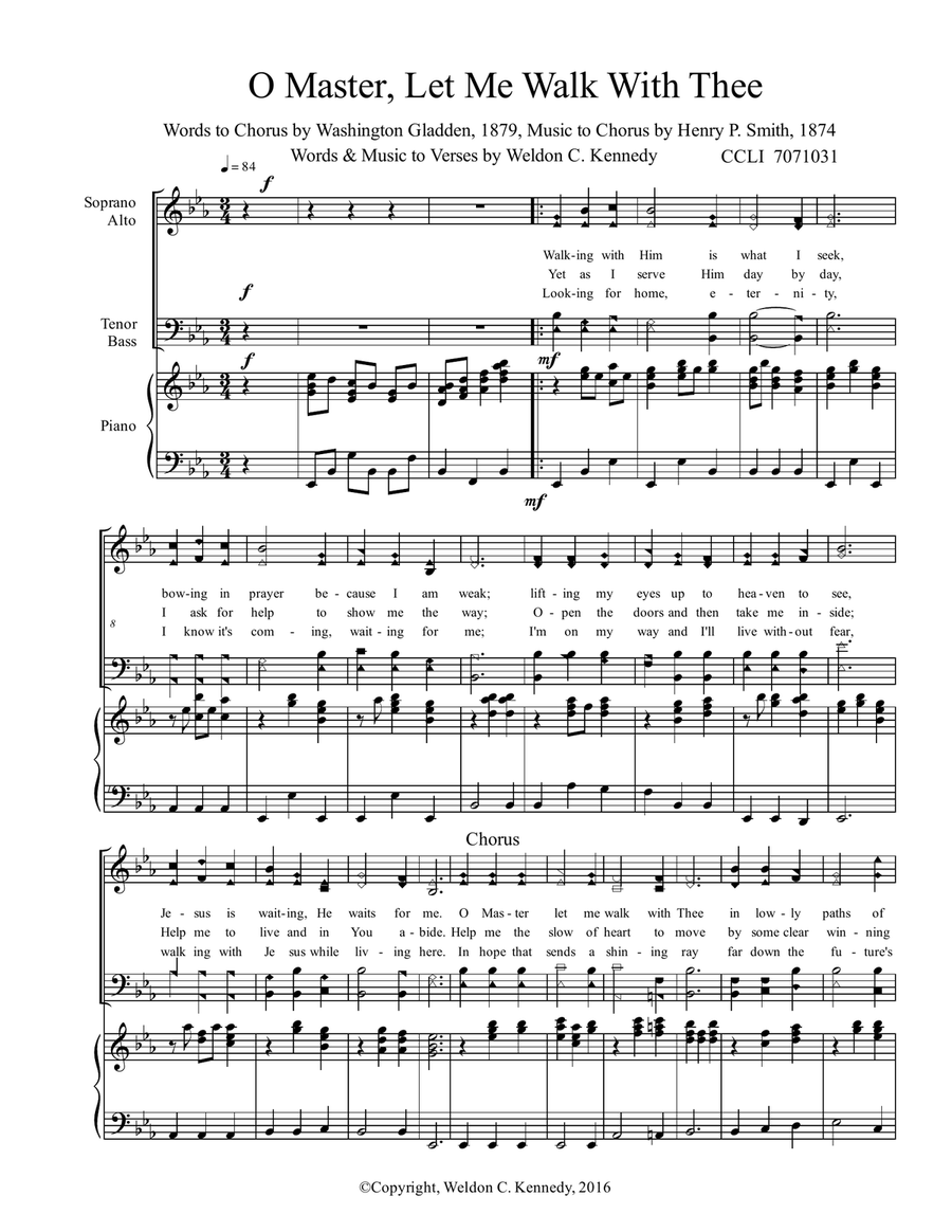 O Master Let Me Walk Wirh Rhww Piano, Vocal scores gallery preview page 1