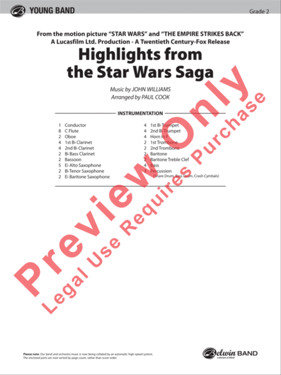Star Wars Highlights Star Wars Highlights Concert Band scores gallery preview page 2