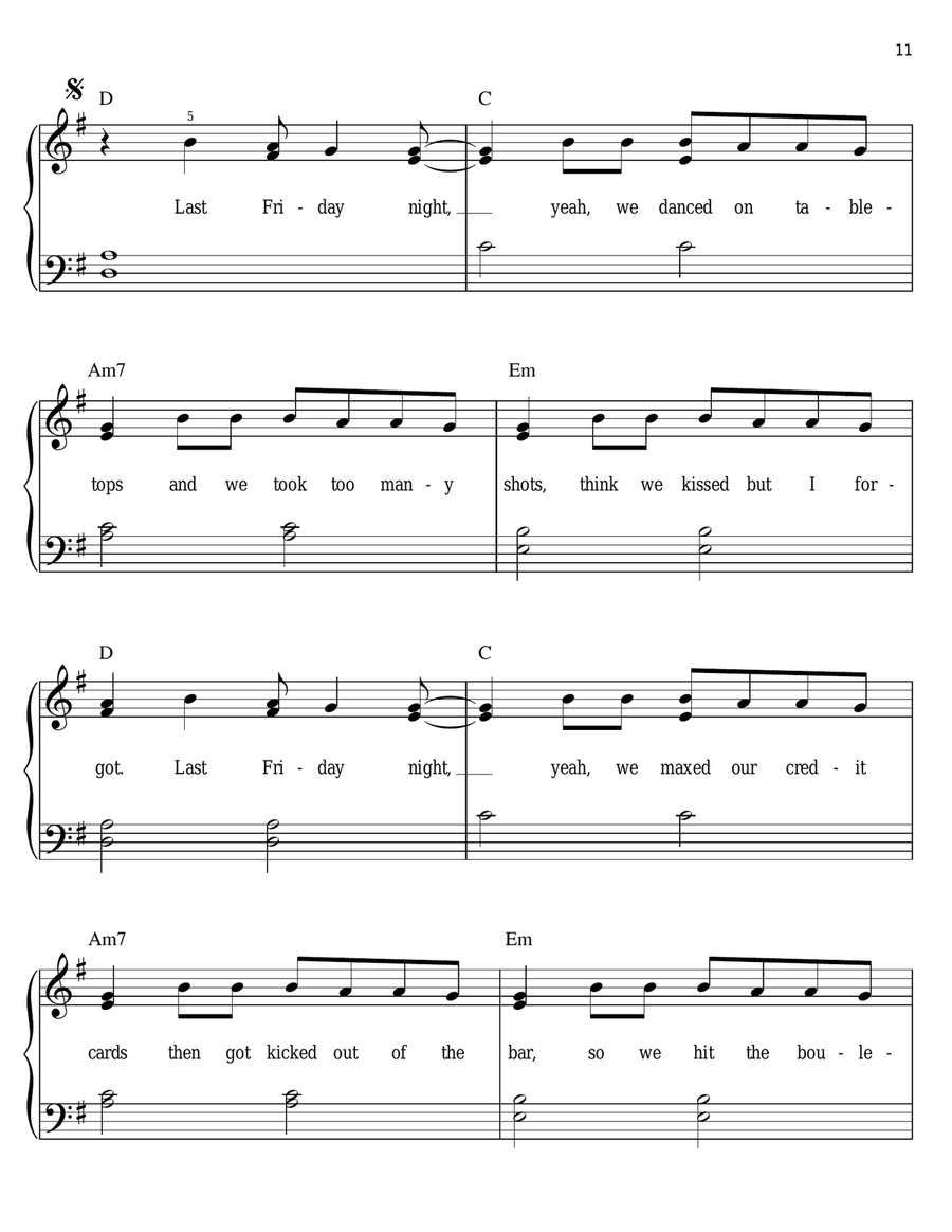 Last Friday Night (T.G.I.F.) Easy Piano scores gallery preview page 3