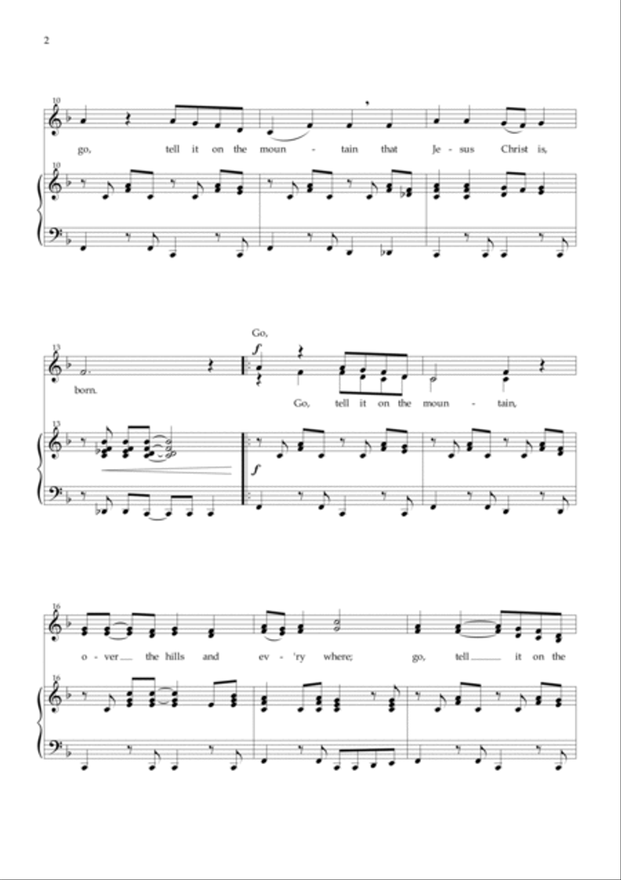 Go tell it on the mountain - Children's Choir 2-Part scores gallery preview page 3