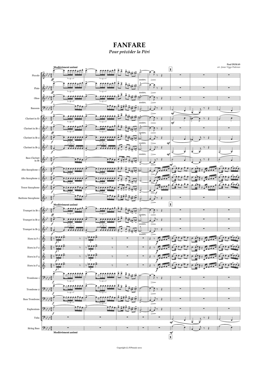Fanfare de La Peri Concert Band scores gallery preview page 1