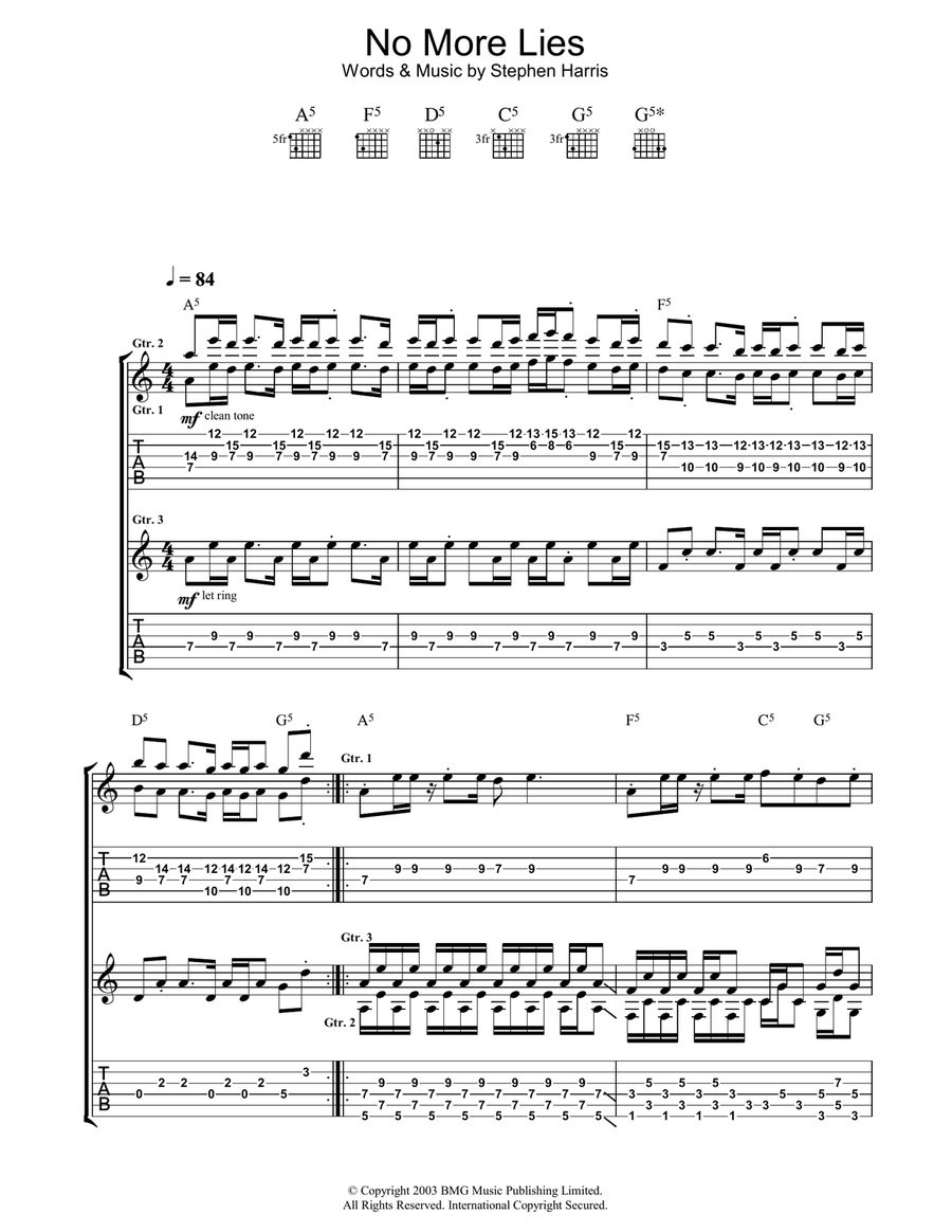 No More Lies No More Lies Guitar Tablature scores gallery preview page 1