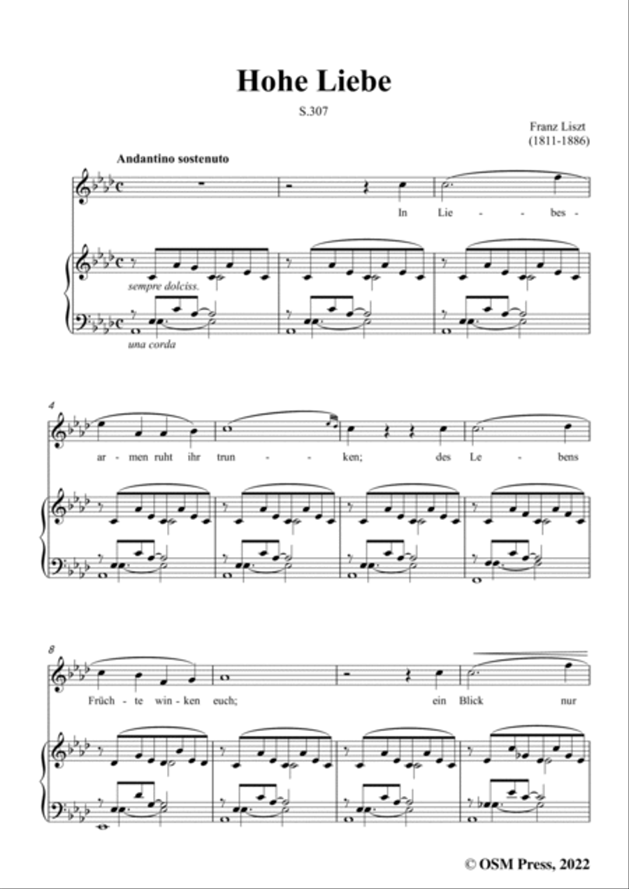 Liszt-Hohe Liebe,S.307,in A flat Major,for Voice and Piano Voice Solo scores gallery preview page 3