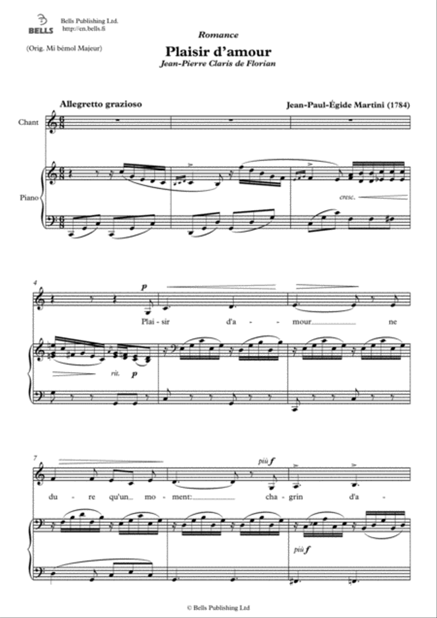 Plaisir d'amour (C Major) Voice Solo scores gallery preview page 1