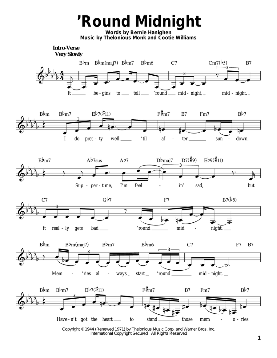 'Round Midnight Voice scores gallery preview page 1