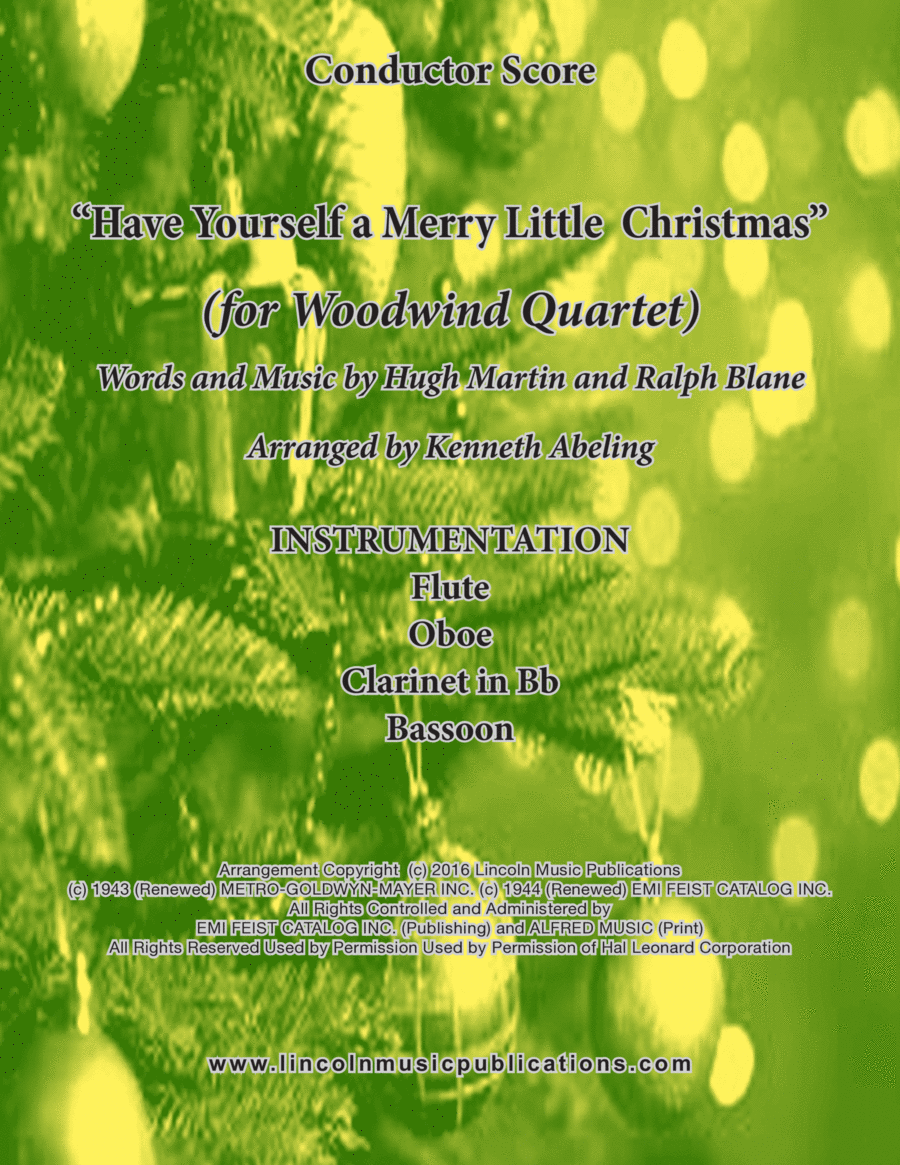 Have Yourself A Merry Little Christmas from MEET ME IN ST. LOUIS Woodwind Quartet scores gallery preview page 1
