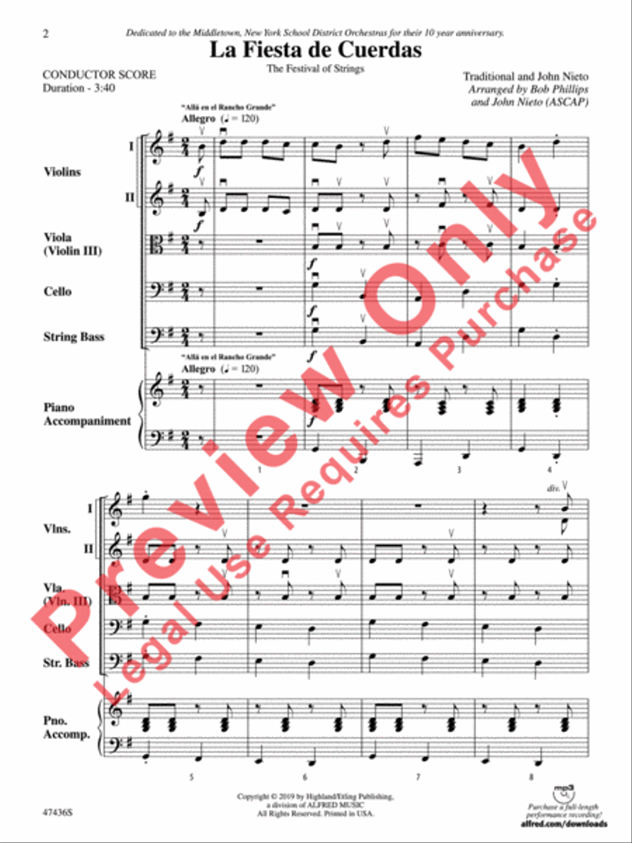 La Fiesta de Cuerdas La Fiesta de Cuerdas String Orchestra scores gallery preview page 3