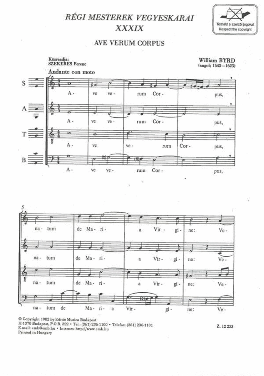 Old Masters' Mixed Choruses V39
