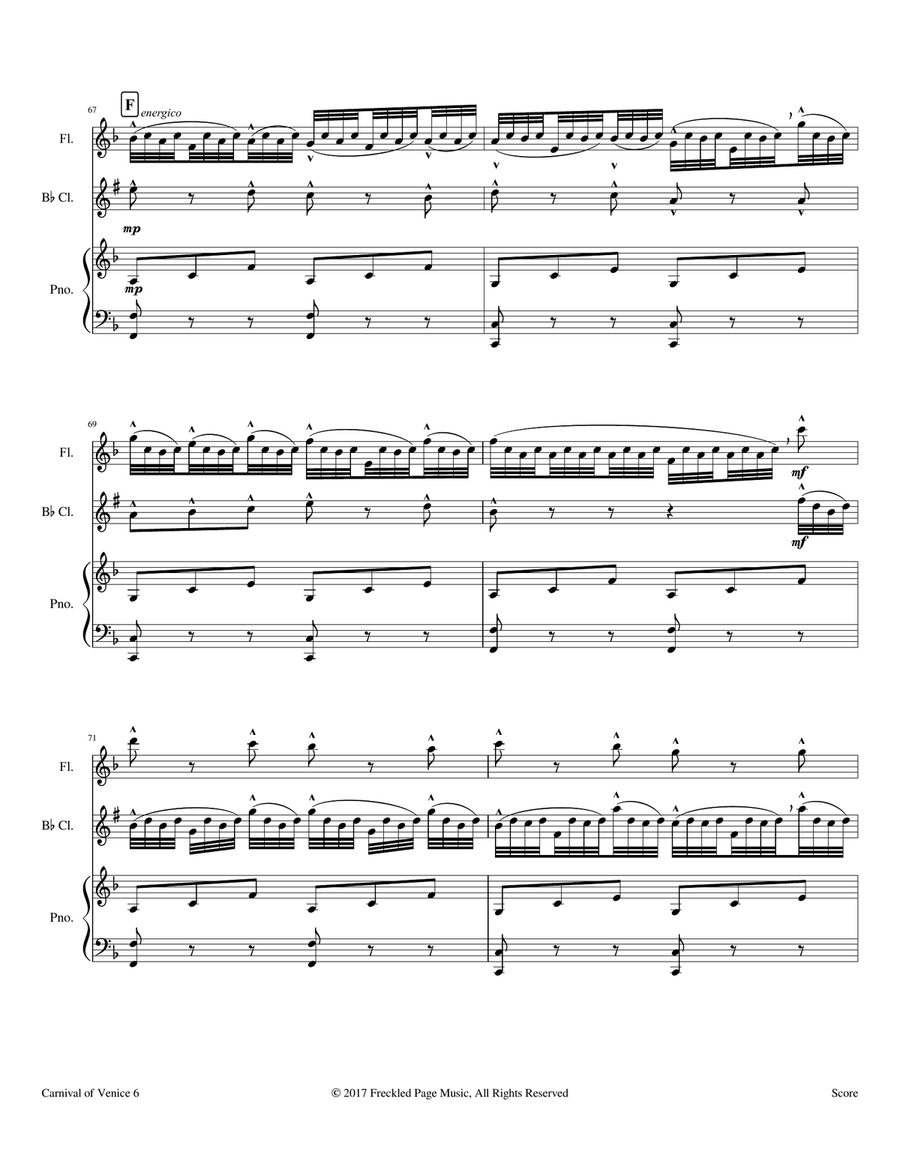 Carnival of Venice (Op.78) For Flute, Clarinet, and Piano Woodwind Duet scores gallery preview page 6