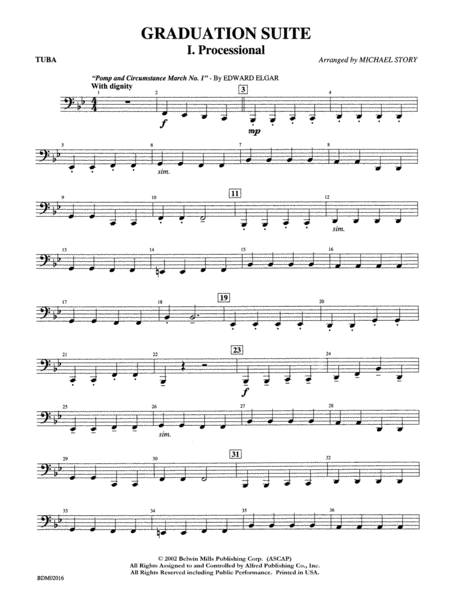 Graduation Suite (Processional: Pomp and Circumstance March No. 1 / Recessional: Rondeau from Premiere Suite): Tuba