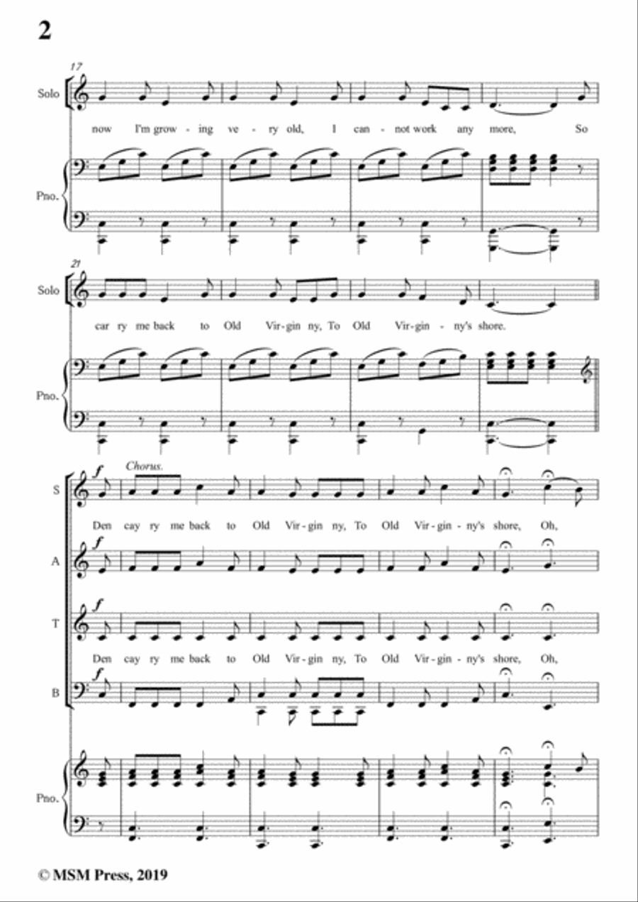James A. Bland-Carry Me Back To Old Virginny,in C Major,for Voice &Pno Voice scores gallery preview page 4