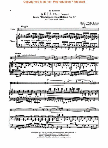 Aria (Cantilena) - Viola And Piano