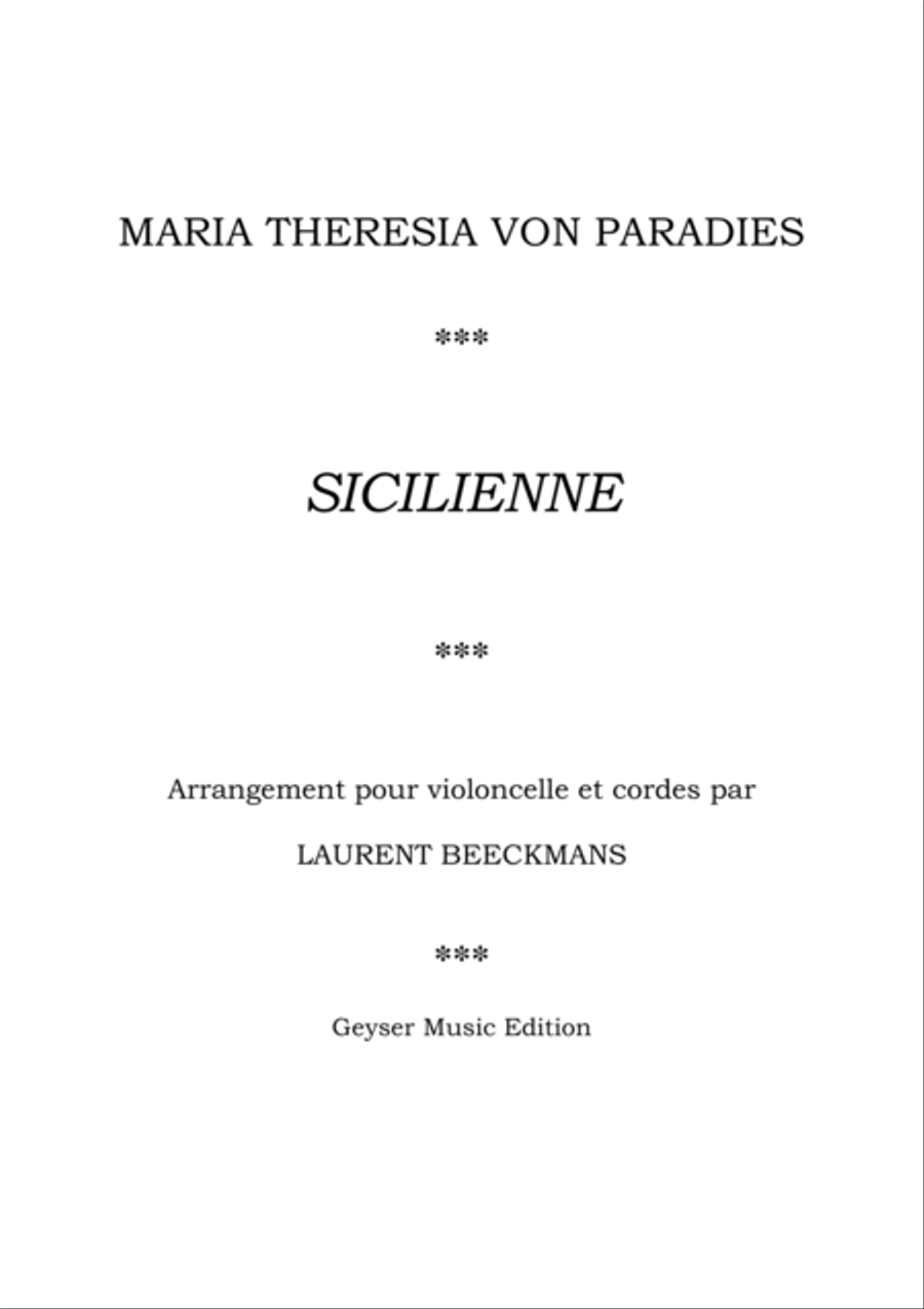 Maria Theresia von Paradies - Sicilienne - cello & strings String Orchestra scores gallery preview page 3