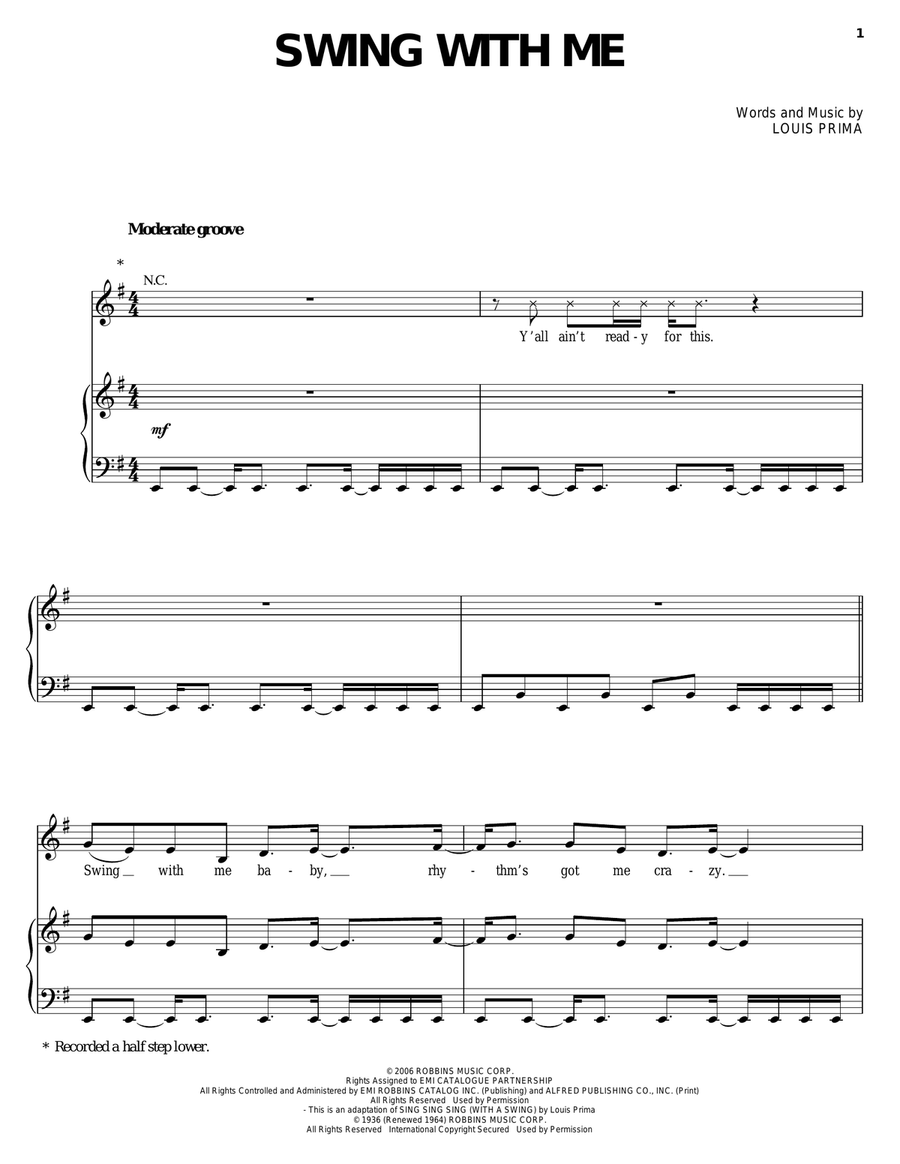 Swing With Me Piano, Vocal, Guitar scores gallery preview page 1