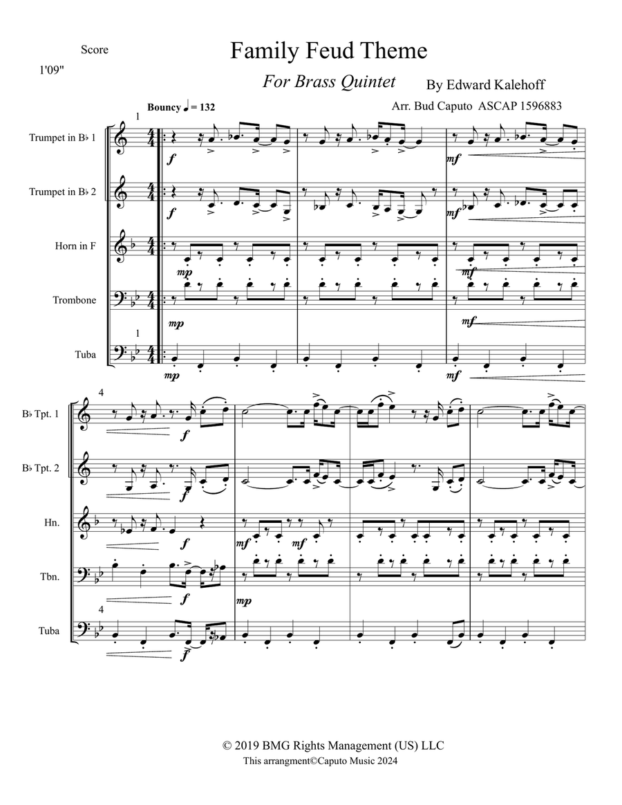 Family Feud Theme Brass Quintet scores gallery preview page 2