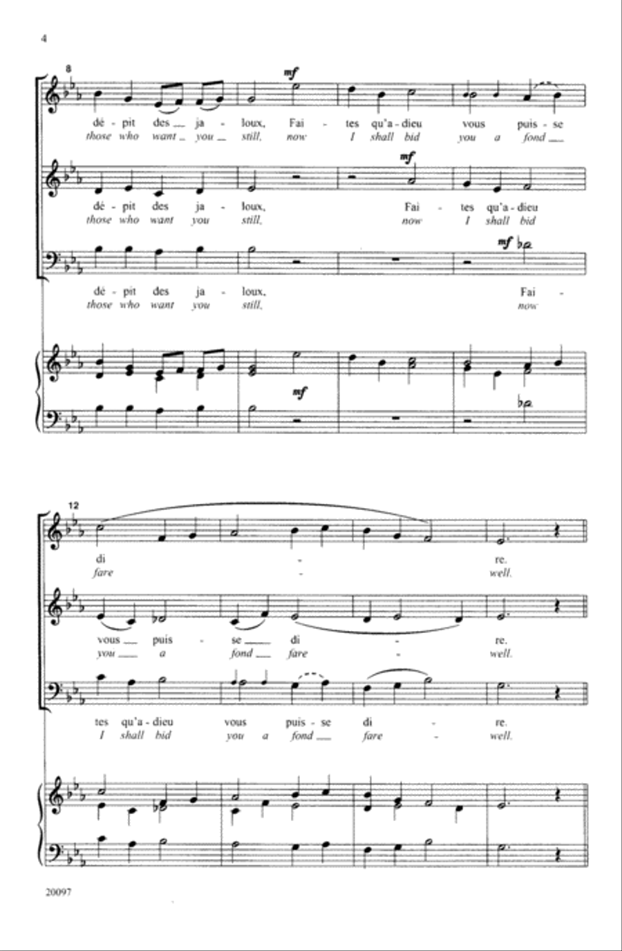 Mon Coeur Se Recommande à Vous (I Give to You All of My Heart) A Cappella scores gallery preview page 3