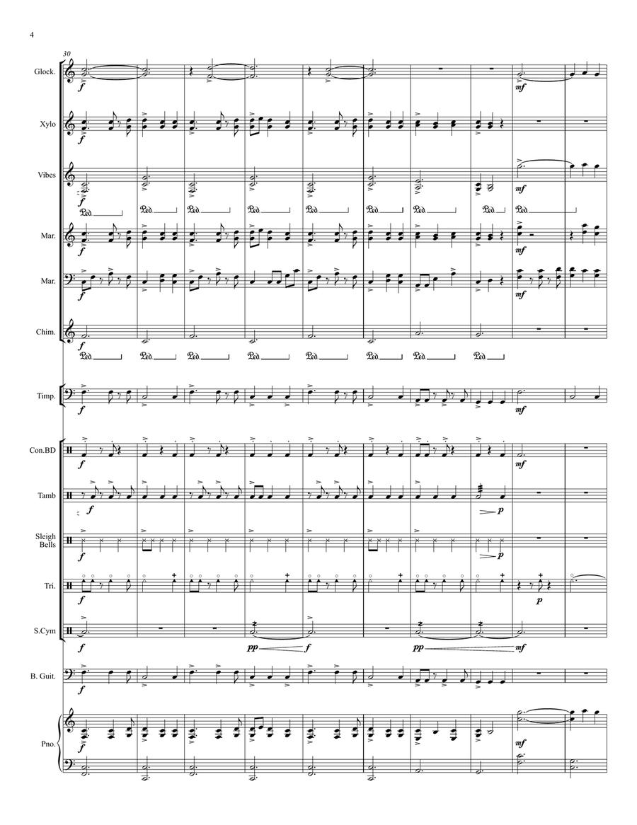 Away in a Manger, One Silent Night - for Percussion Ensemble Percussion Ensemble scores gallery preview page 5