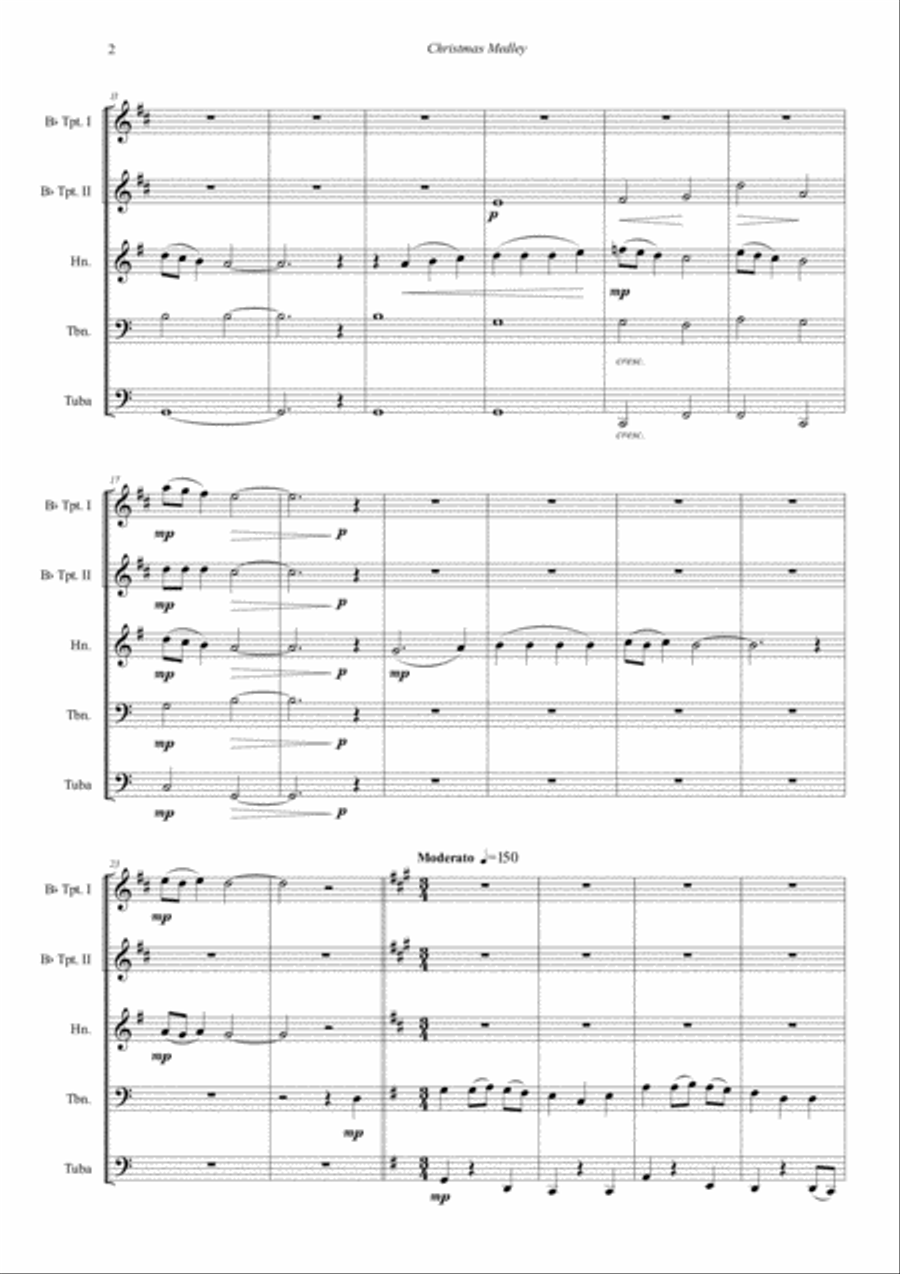 Christmas Medley for Brass quintet Brass Quintet scores gallery preview page 2