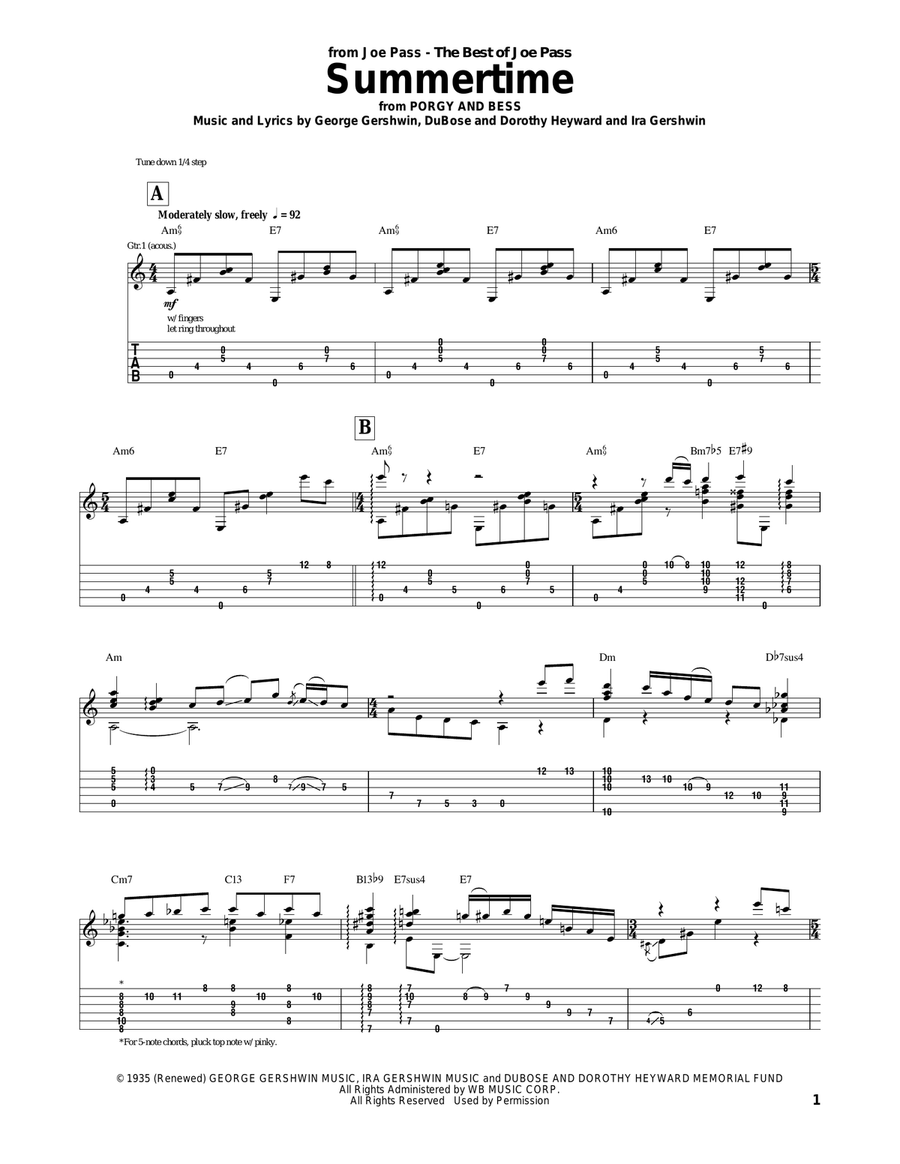 Summertime Summertime Electric Guitar scores gallery preview page 1