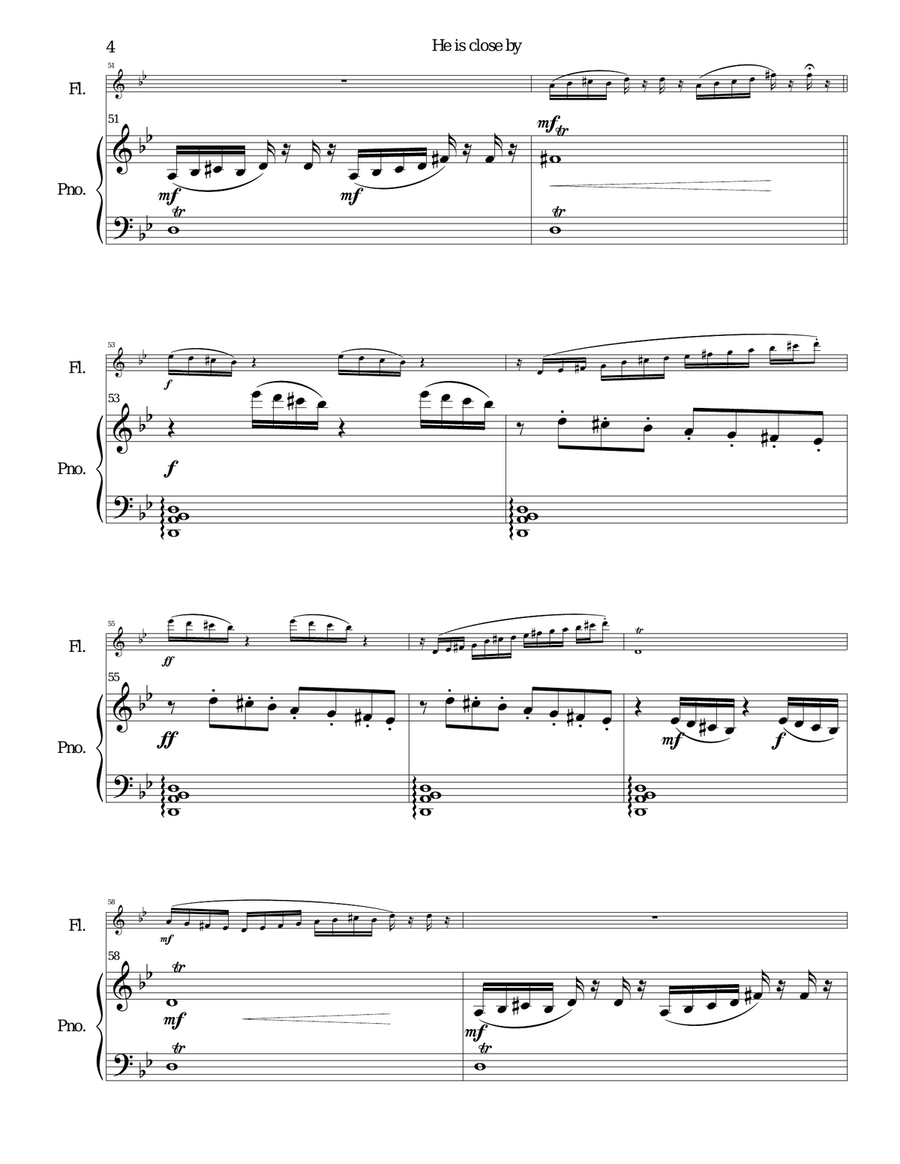 He is close by for flute and piano Flute Solo scores gallery preview page 4