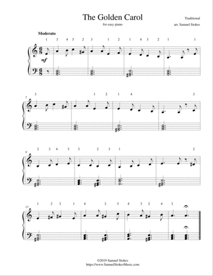 The Golden Carol - for easy piano Easy Piano scores gallery preview page 1