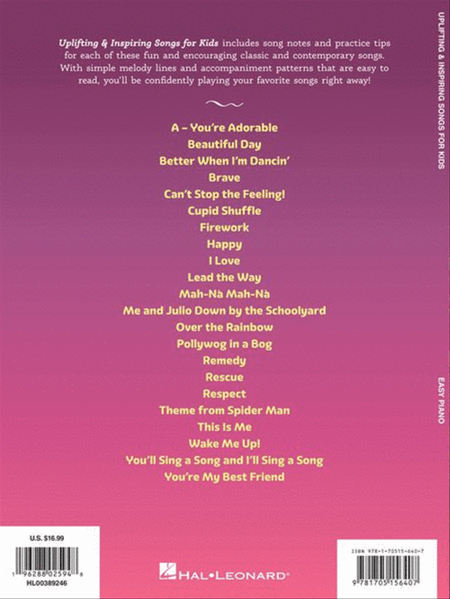 Uplifting & Inspiring Songs for Kids Easy Piano scores gallery preview page 9
