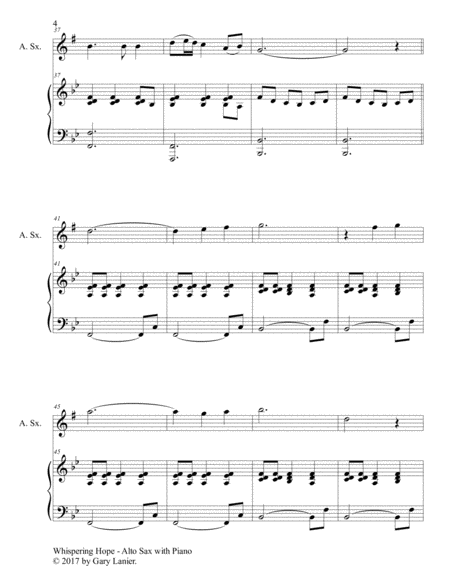 WHISPERING HOPE (Duet – Alto Sax & Piano with Score/Part) image number null