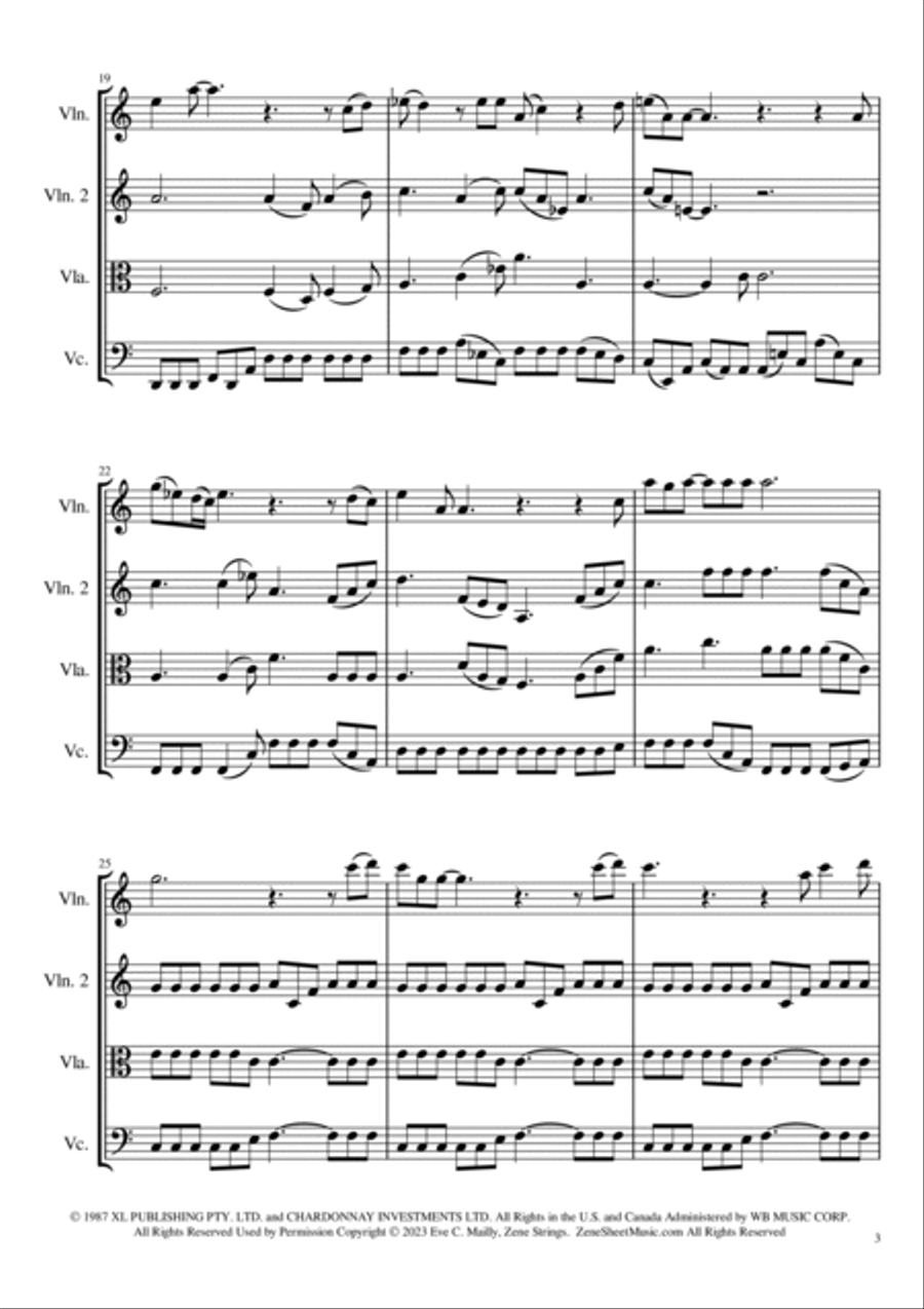 Never Tear Us Apart String Quartet scores gallery preview page 3