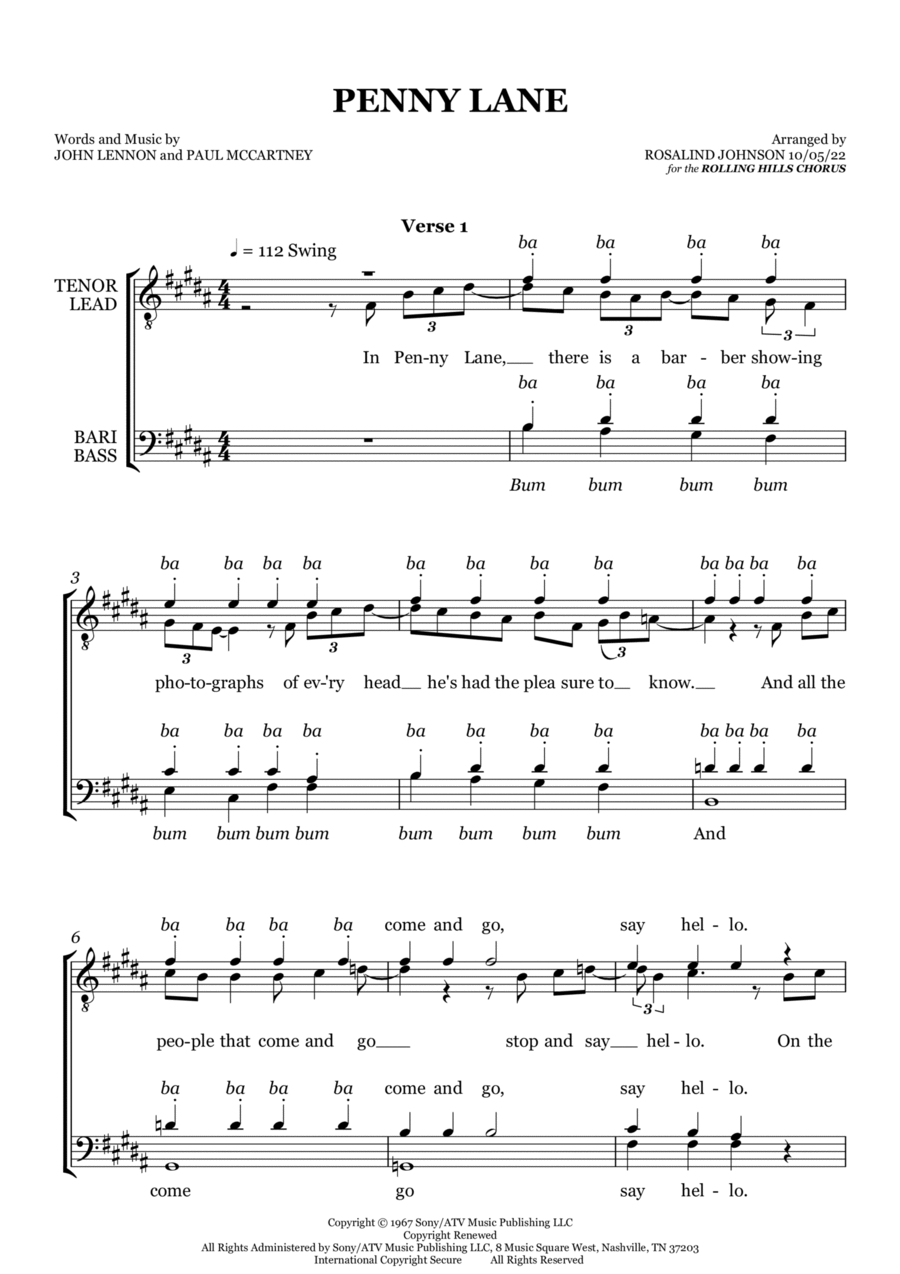 Penny Lane Penny Lane TTBB scores gallery preview page 1