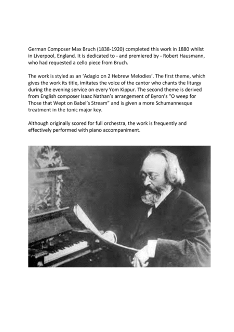 Kol Nidrei arranged for Clarinet (Bb or A) and Piano Clarinet Solo scores gallery preview page 2