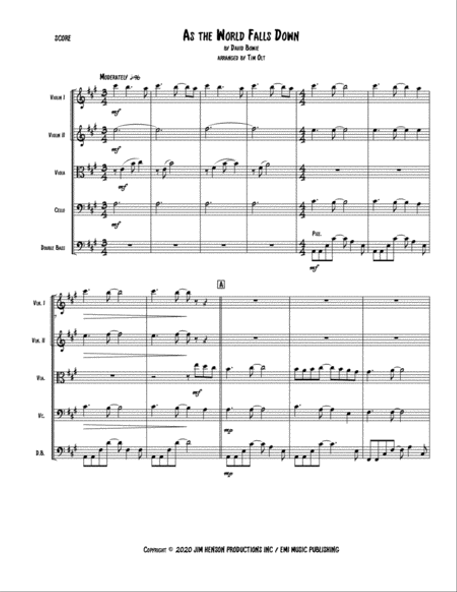 As The World Falls Down String Quartet scores gallery preview page 1