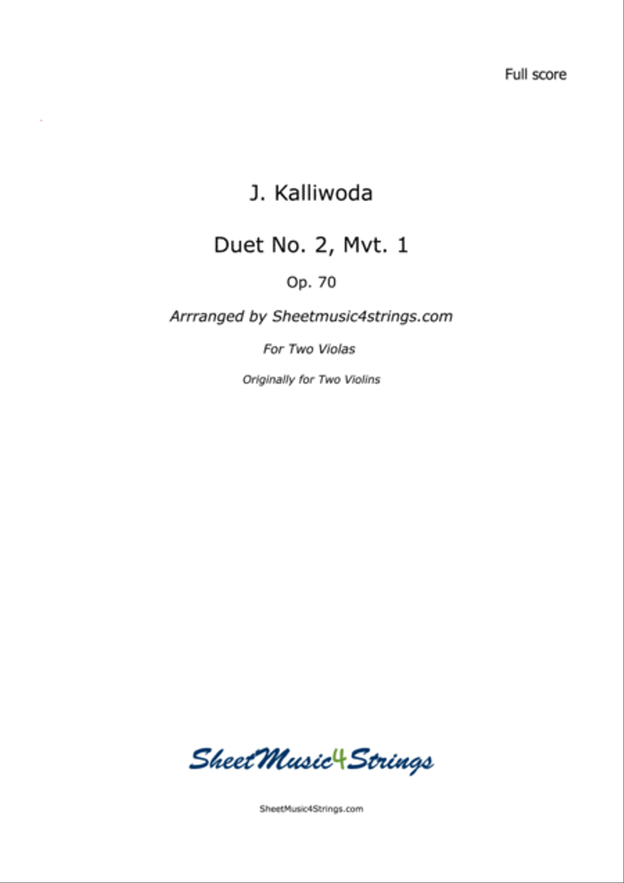 Kalliwoda, J. - Duet No.2, Mvt. 1, Op. 70 for Two Violas String Duet scores gallery preview page 1